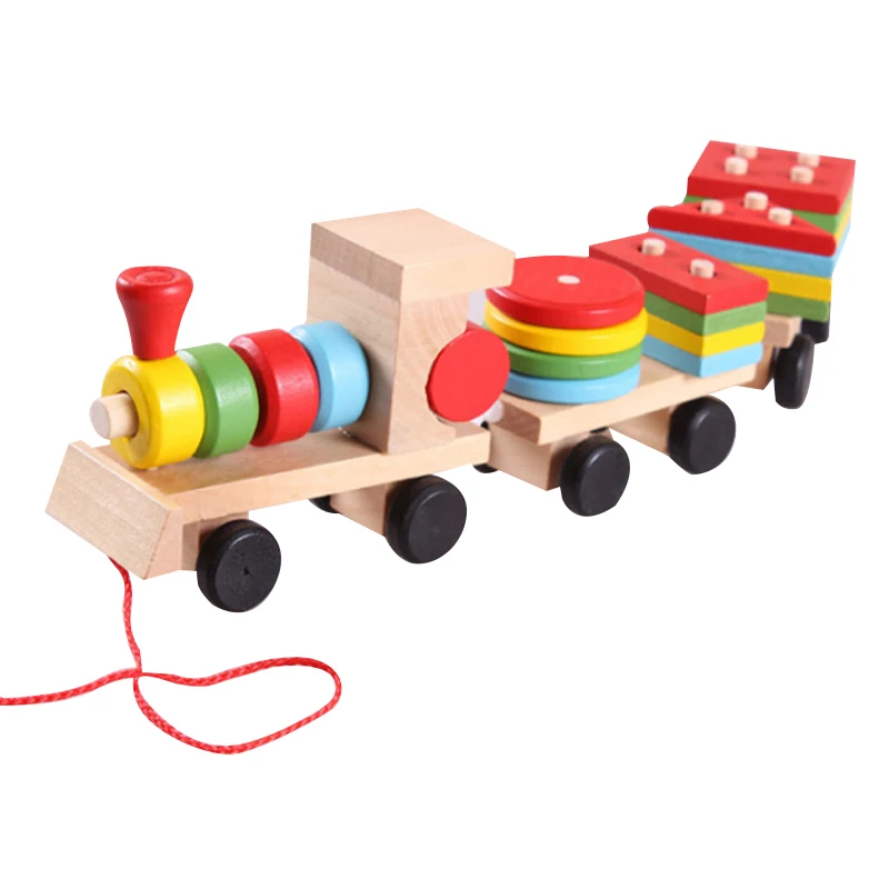 Деревянный поезд ребенка укладка Блок ранее детство обучающий игрушки Мягкие