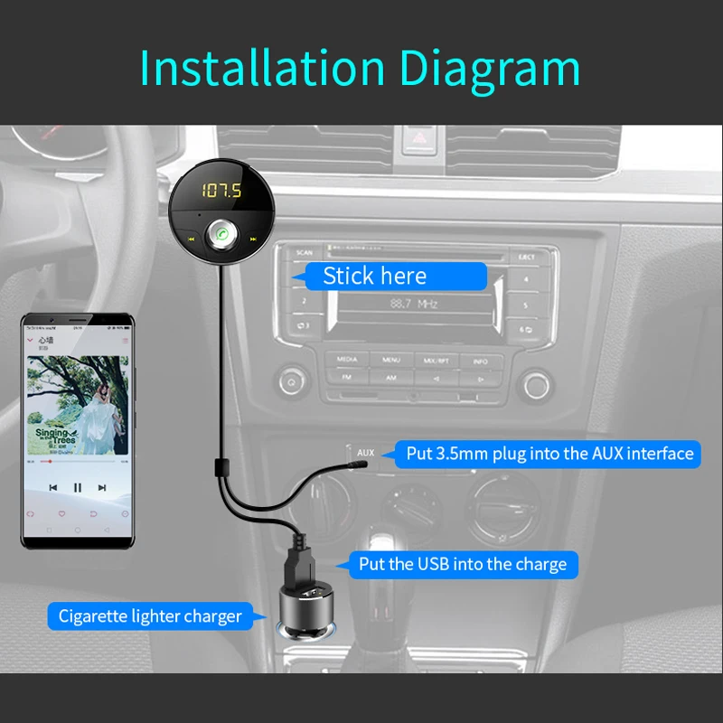 Автомобильный fm модулятор KORSEED Bluetooth mp3 плеер громкая связь USB SD TF карта FM