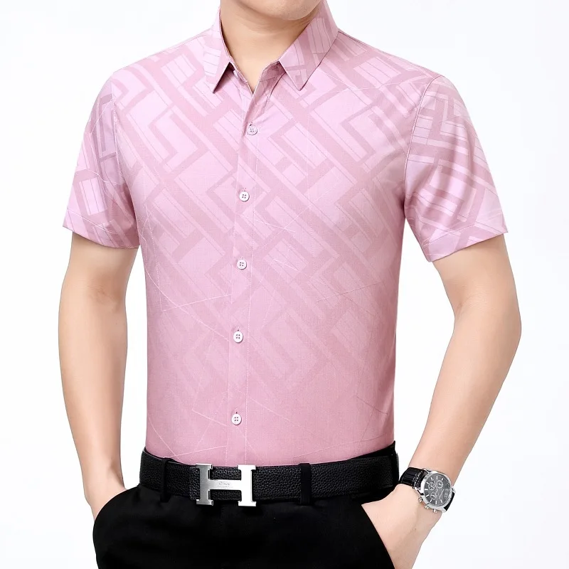 

2021 summer new no iron comfortable silk short sleeve shirt men's business casual shirt