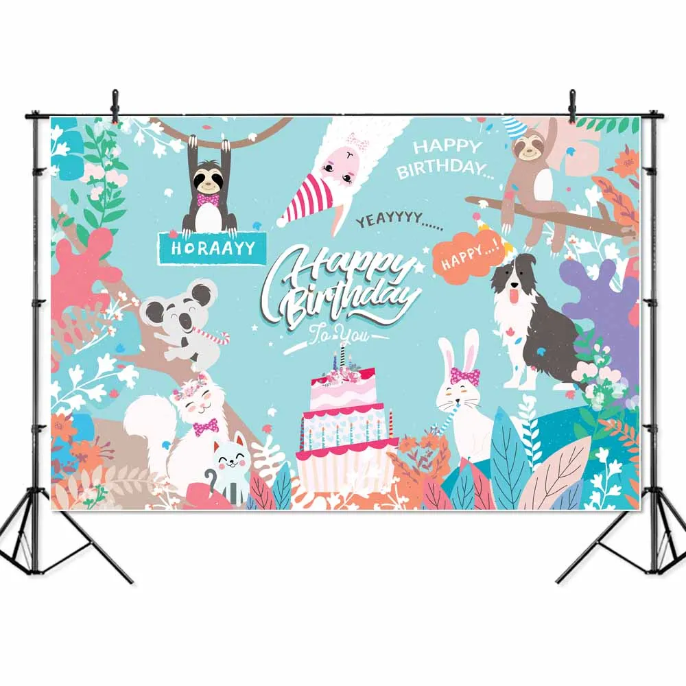 

thin vinyl happy birthday circus party baby children Banner Backgrounds Printed Professional Indoor Photographic studio Backdrop