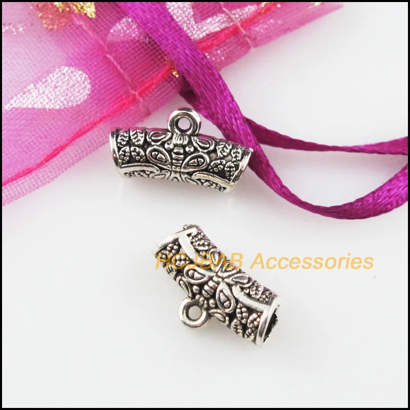 Мода 30 шт. Тибетский серебристый цвет волна бабочка трубка дужки бусины