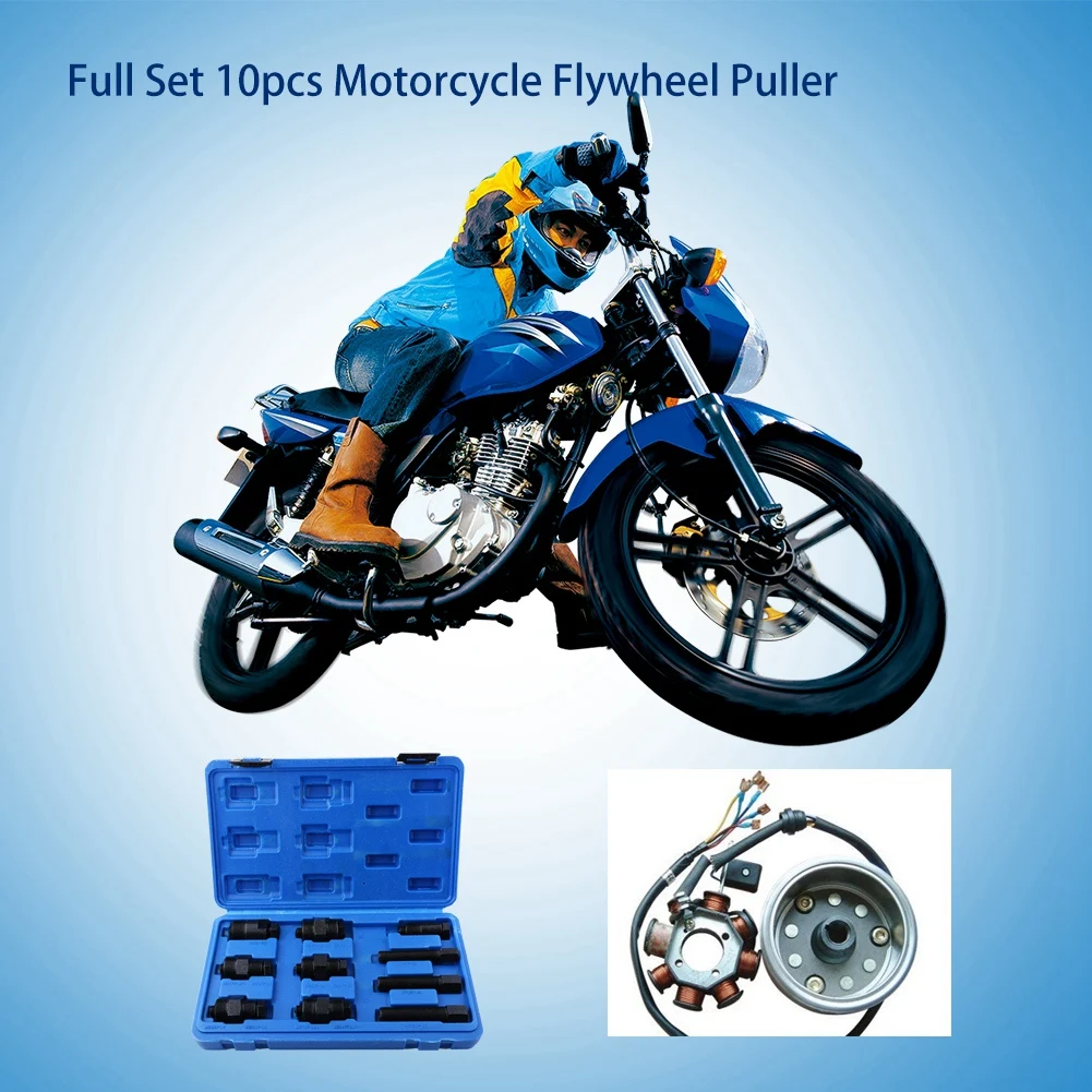 

10pcs Universal Motorcycle Flywheel Puller Pulling Tool Full Set For Most Of Motorcycles Dirt Bikes ATVs