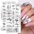 Трафареты NICOLE DIARY для стемпинга ногтей, пластины в виде листа, геометрической формы, бабочки, цветка, для художественных работ