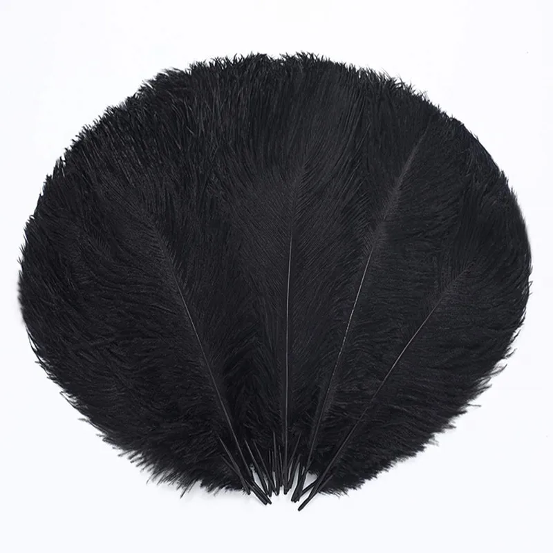 

10/200pcs/lot Black Ostrich Feathers plumes DIY Wedding Decoration everything for handmade needlework Accessories Plumas 15-70CM
