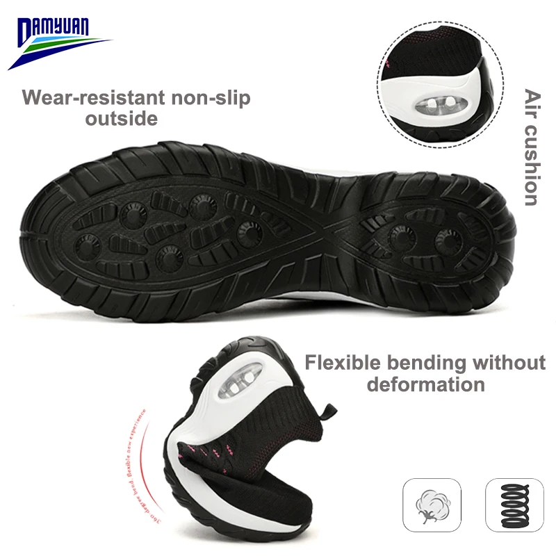 Damyuan Flats Shoes Women Soft Zapatos De Mujer Casual Breathable Loafers Ladies Air Cushion Black Sneakers Female Platform