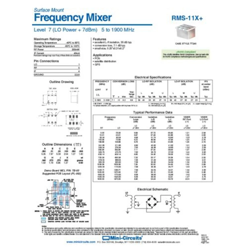 1Pc Passive Mixer Rf Upconversion Downconverter Rms-11 |