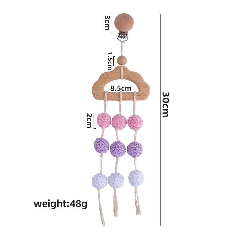 Kissteether 1 Uds beb&eacute; de madera mordedor de BPA libre haya roedor Crochet madera chupete de cuentas colgante campanas chupete cierre juguete para regalo-5
