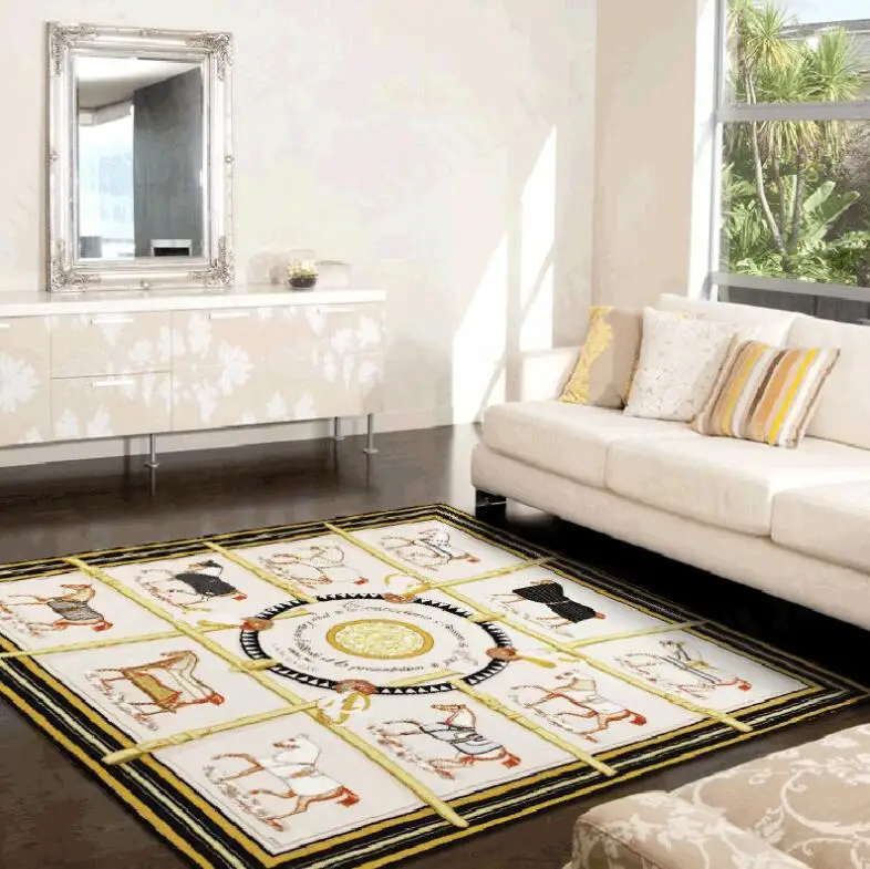 thick chic american square scarf pattern printed carpet for living room kitchen mat hallway absorbent non slip rug home decor free global shipping