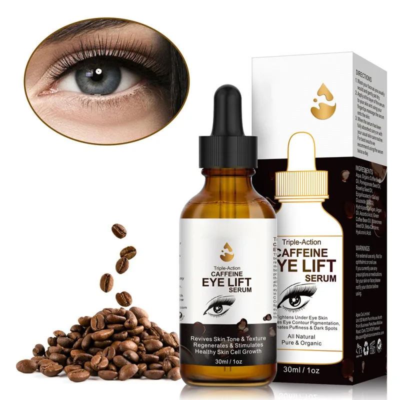 

Новая кофейная Сыворотка для подтяжки глаз для темных кругов, увлажняющая сыворотка для снятия сухости, подтягивающая осветление