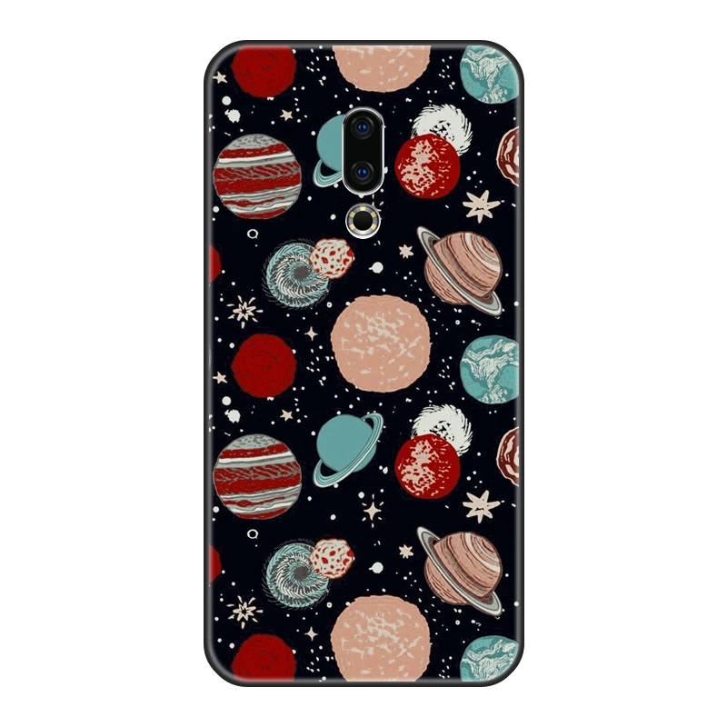 Силиконовый чехол для Meizu 15 Lite 16 Plus 16th 16x с изображением звезд космоса Луны черная