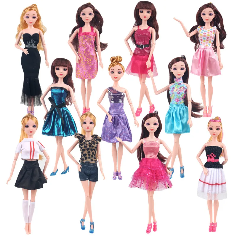 

10pcs Random Girl Birthday Present for Kids Baby Born Clothes Fashion Long Dress 11 Inch Barbie Doll Clothes Barbie Accessories