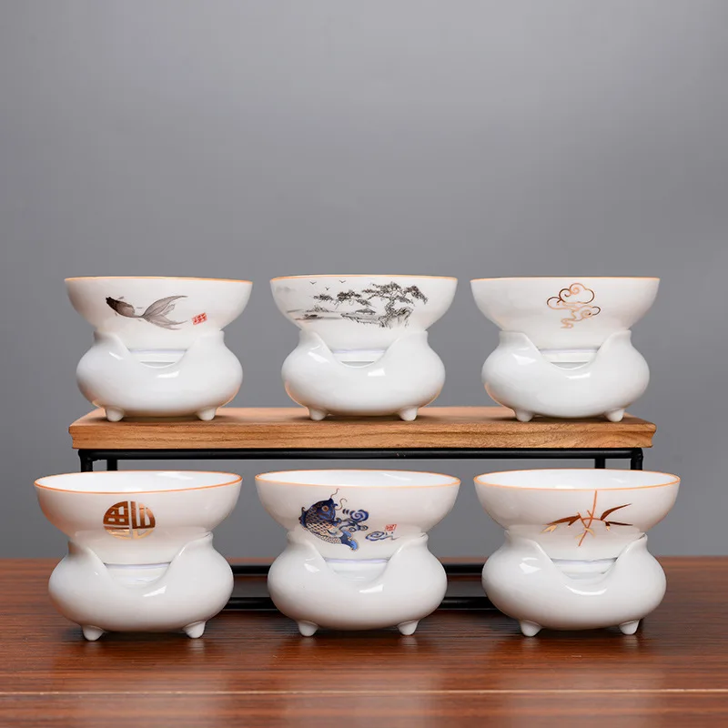 Инструмент для заваривания чая из белого фарфора ручная роспись фильтр