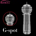 Силиконовый удлинитель для пениса IKOKY, многоразовые презервативы с задержкой, удлинитель, стимуляция точки G, секс-игрушки для мужчин