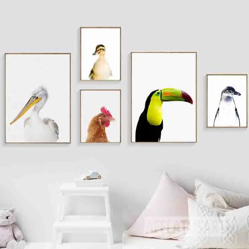 Картина на холсте утенок с принтом пингвина | Дом и сад