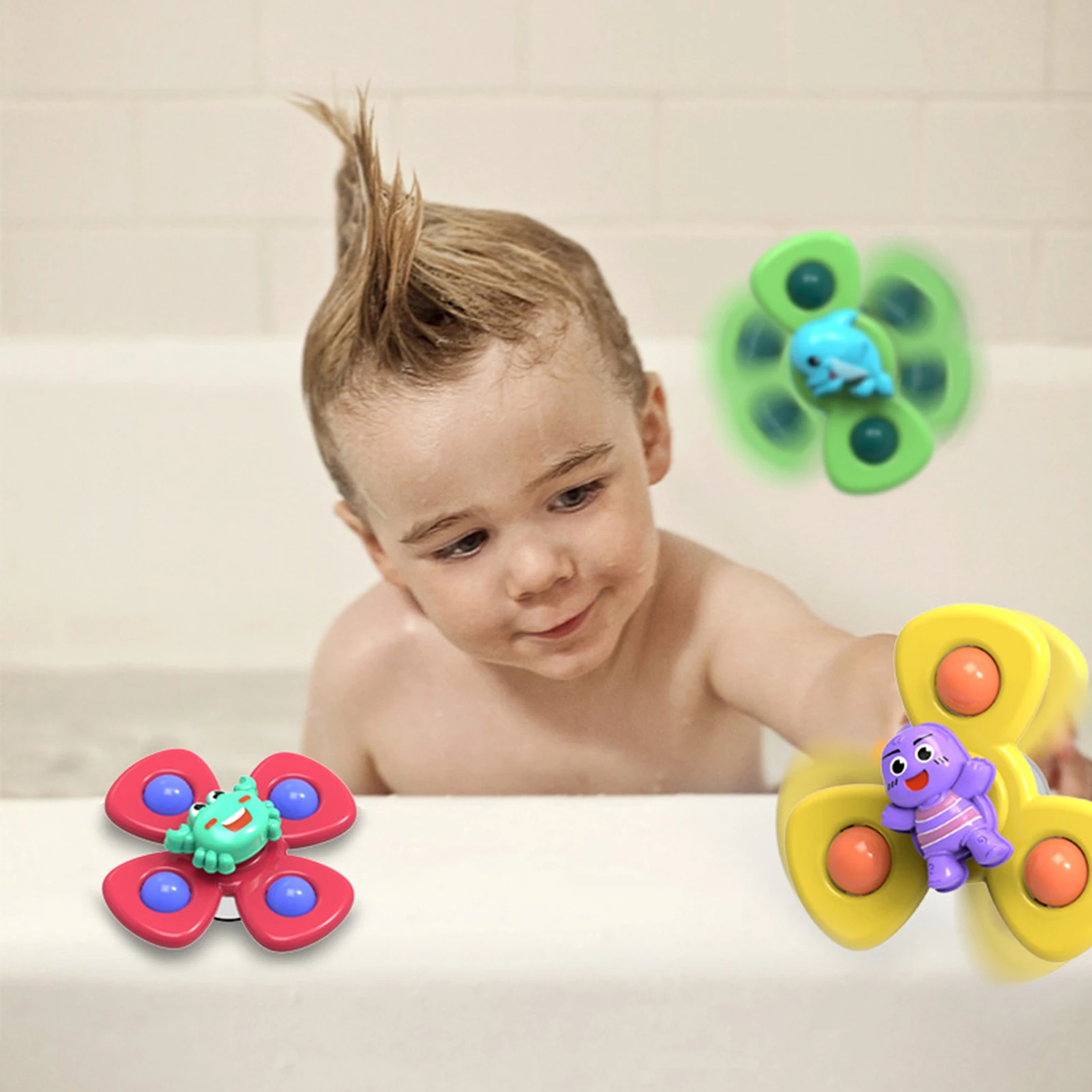 

Kids Classic Funny Kids Toys Cute Cartoon Insects Suction Cup Spinner Toy Turtle Crab Bath Toys For Children Baby Toy Spin Top