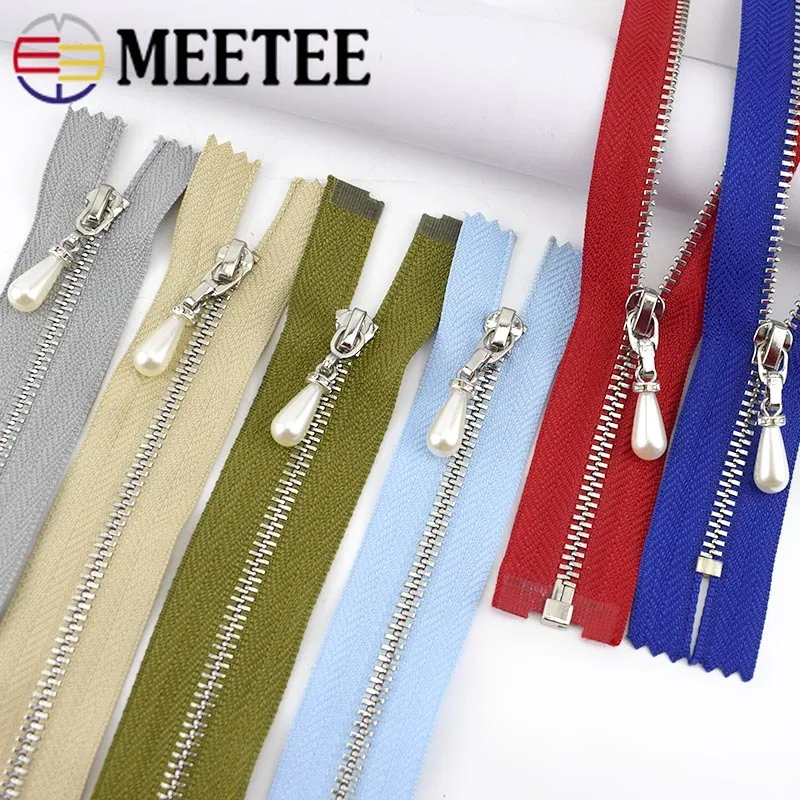 Meetee 2 шт. 20 см закрытый 40/50/60/70 открытый конец 3 # металлическая молния жемчужный