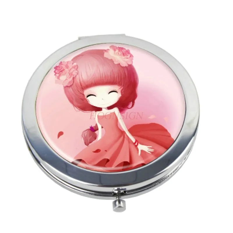 Маленькое зеркало портативное с рисунком маленькое Складное двухстороннее мини