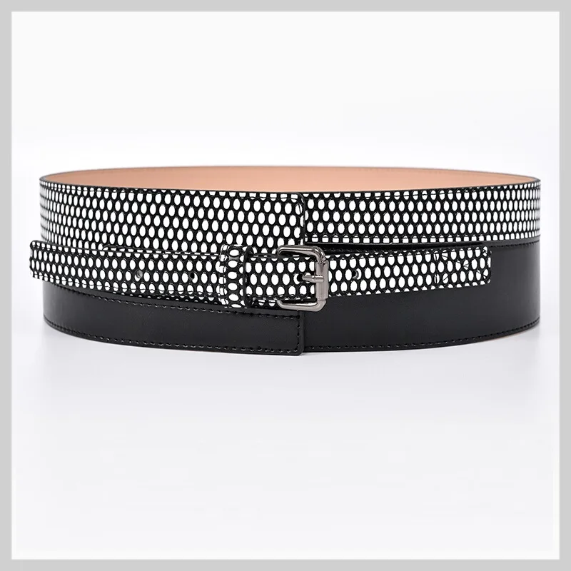 H3498 Fashion Wide Waist Belt Women Genuine Leather High Quality Casual Waist Seal Female Cowhide Top Grade Vintage Accessories