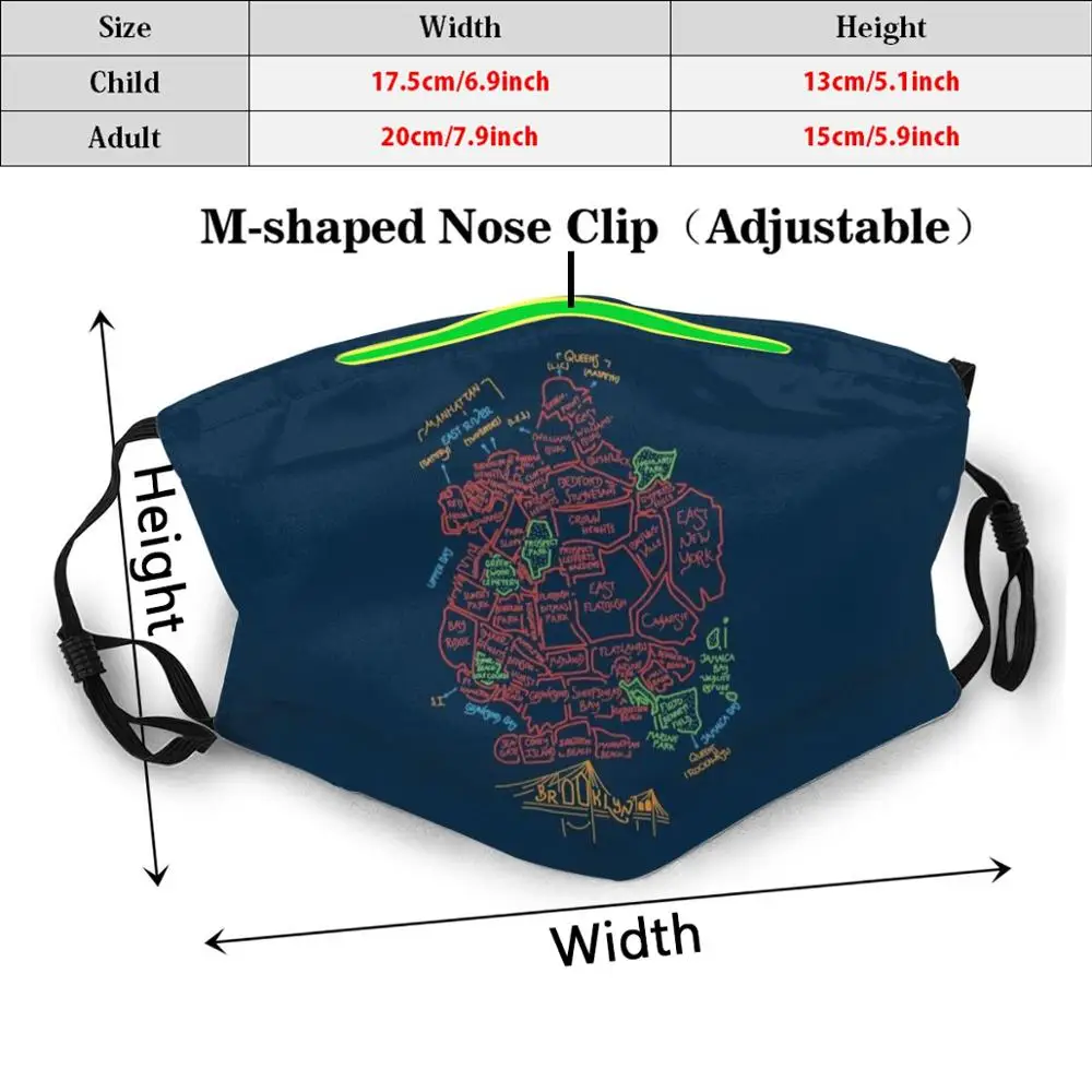 Пылезащитная маска Brooklyn - Bright для взрослых и детей самодельная с фильтром Бруклин