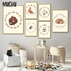 Олень, кролик, обнимающая лиса, белка, ежик, мышь, настенная Картина на холсте, Постер и принты на стену в скандинавском стиле, украшение для детской комнаты