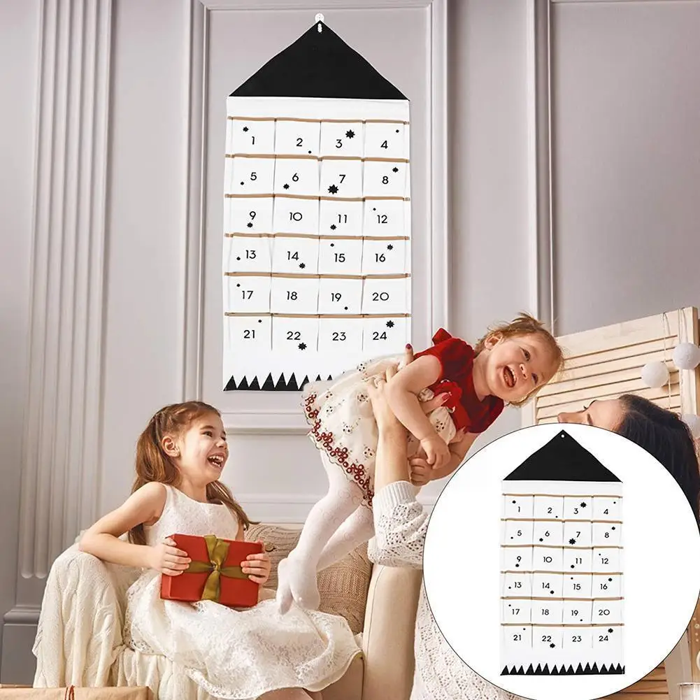 

24/16 Pockets Hanging Storage Bag Calendar Storage Hanging Canvas Sack Alphanumeric Bag Home Wall Christmas Xmas Countdown P7u5