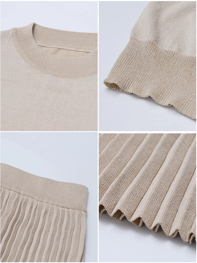 Фото New summer women's clothing knit skirt suit ice silk pullover top and pleated 2 piece set Sets sweatsuit New summer women's clothing knit skirt suit ice silk pullover top and pleated 2 piece set Sets sweatsuit
