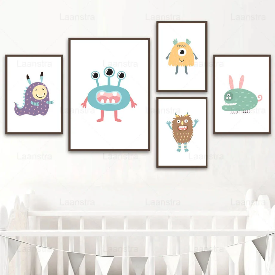 

Cartoon Canvas Painting Little Monsters Children Room Decoration Painting Kids Room Living Room Decoration Wall Art Posters