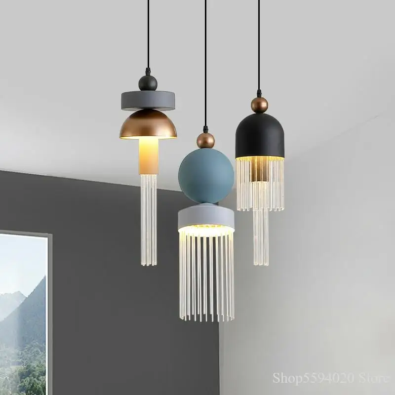 

Nordic Post-modern Color Lustre Pendant Lights Modern Simple Bedroom Restaurant Bedside Lamp Hanging Lamp Home Decor Fixtures