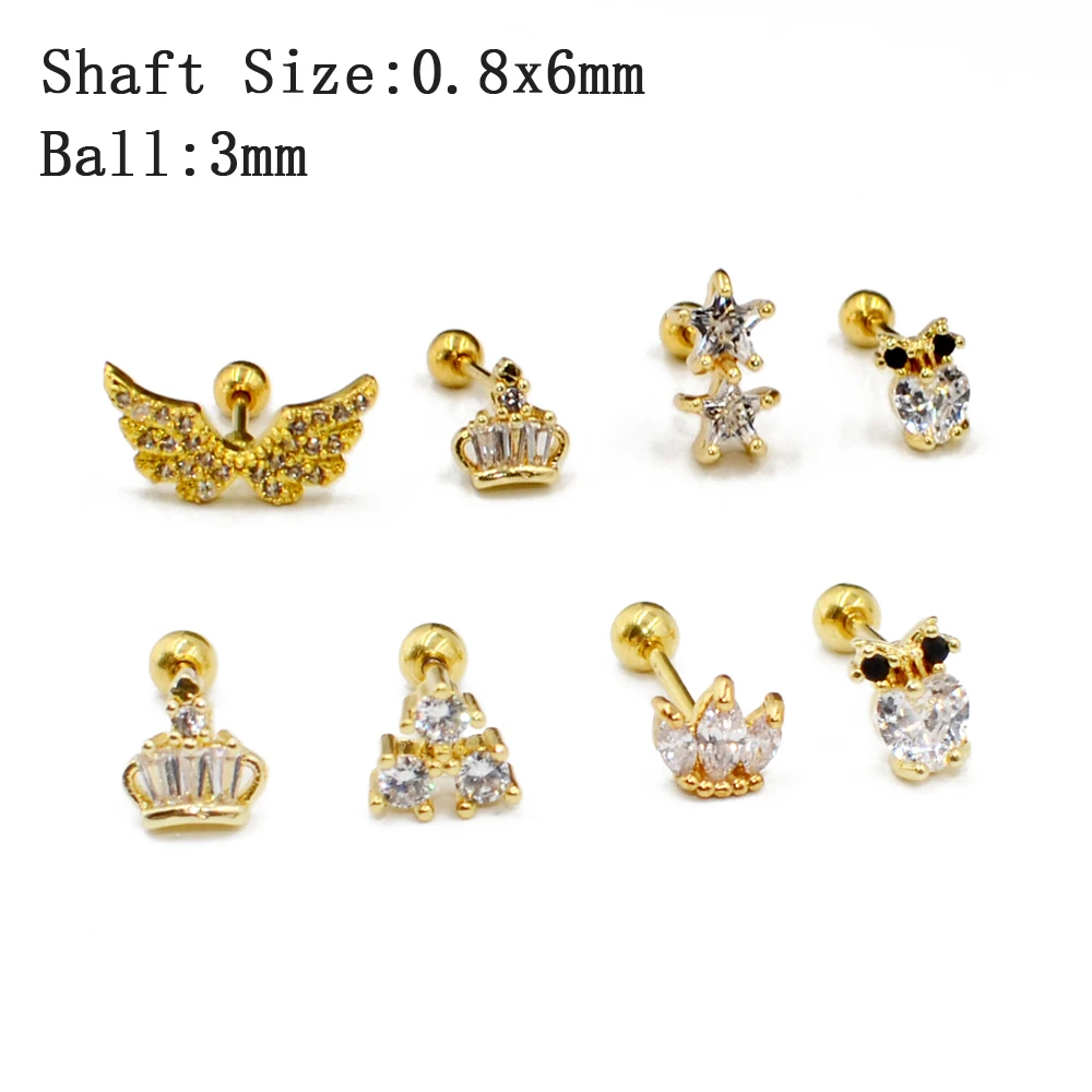 Миниатюрные серьги I PC с Луной и звездой из кубического циркония Надеваемые На