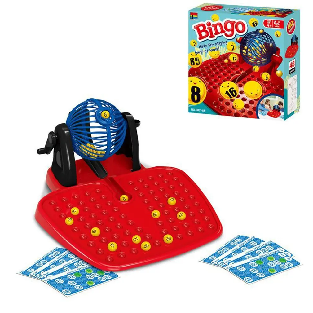 

Bingo Tumbler Lotto Lottery Machine 90 Numbered Balls 48 Cards Family Game Perfect Kids Gifts Funny Game Toys