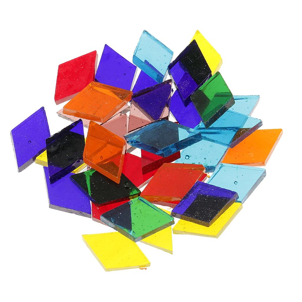 Rhombus Лот красочная стеклянная мозаичная плитка для изготовления мозаики DIY Детские принадлежности для рукоделия - Цвет: Rhombus