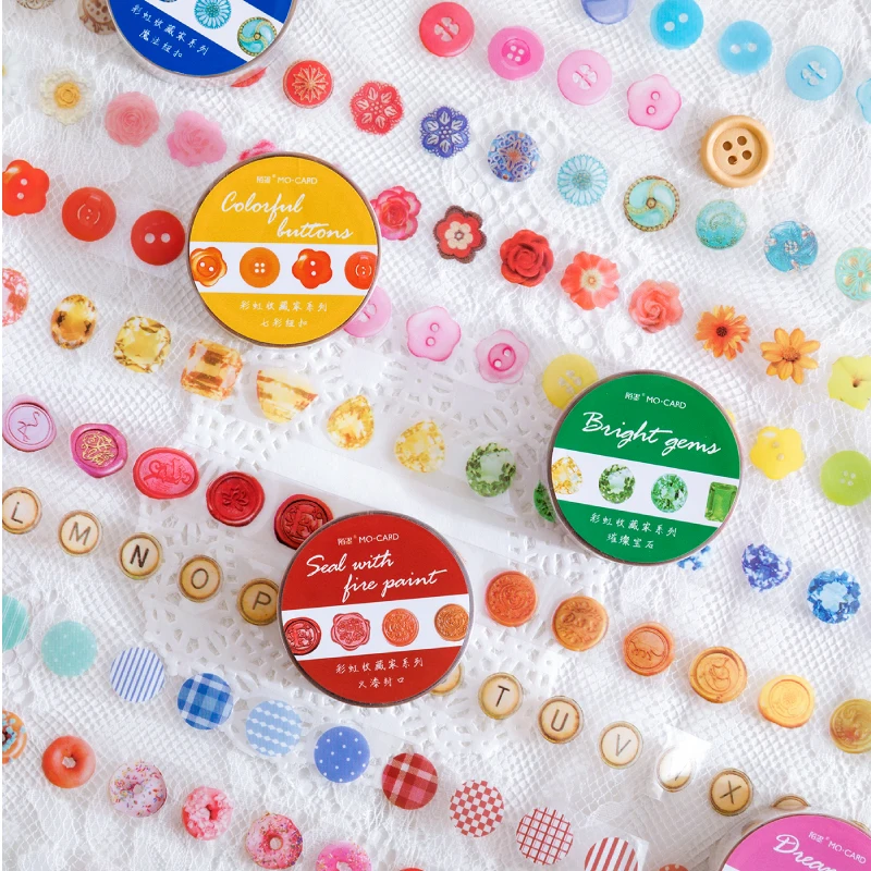 

Journamm 15mm*3m PET Button Numbers Style Tapes Kawaii Self-Adhesive Tape Creative Stationery Scrapbooking Deco Masking Tapes