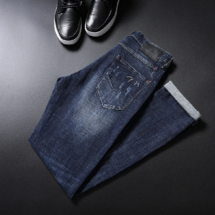 Осень Для мужчин джинсы Мужчин's рваные узкие штаны зауженные брюки детские |