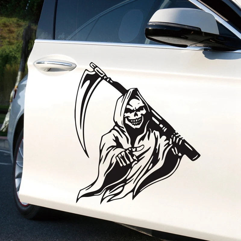 Автомобильные наклейки черный череп капюшон наклейка боковой большая