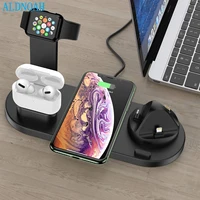 6 in 1 qi wireless charger for iphone 13 12 11 x xr xs max fast charging dock station for apple iwatch 7 6 5 4 3 airpods pro