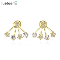 luoteemi star and moon earrings stud earring for lady earrings for women 2021 gold korean fashion zirconia earrings wholesale