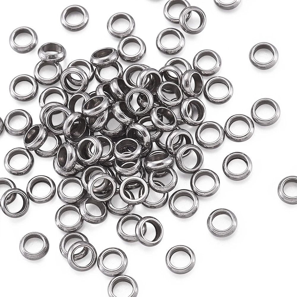 

100pcs 4 5 6 7 8mm Ring Stainless Steel Spacer Beads Large Hole Loose Beads For Jewelry Making DIY Bracelet Accessories Supplies