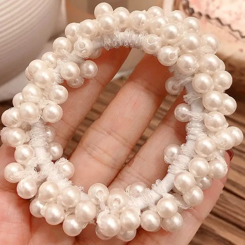 

Bestmay 10cm Elastic Woman Elegant Big Pearl Hair Bands Ties Beads Scrunchies Rubber Ponytail Holders Hair Accessories For Girls