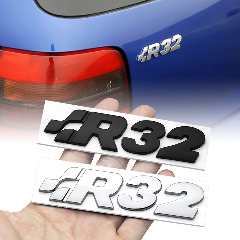 

3D Metal R32 Emblem Badge Tail Trunk Side Fender Body Decoration Sticker for Volkswagen VW Golf Tiguan TSI MTM Caddy Polo Passat