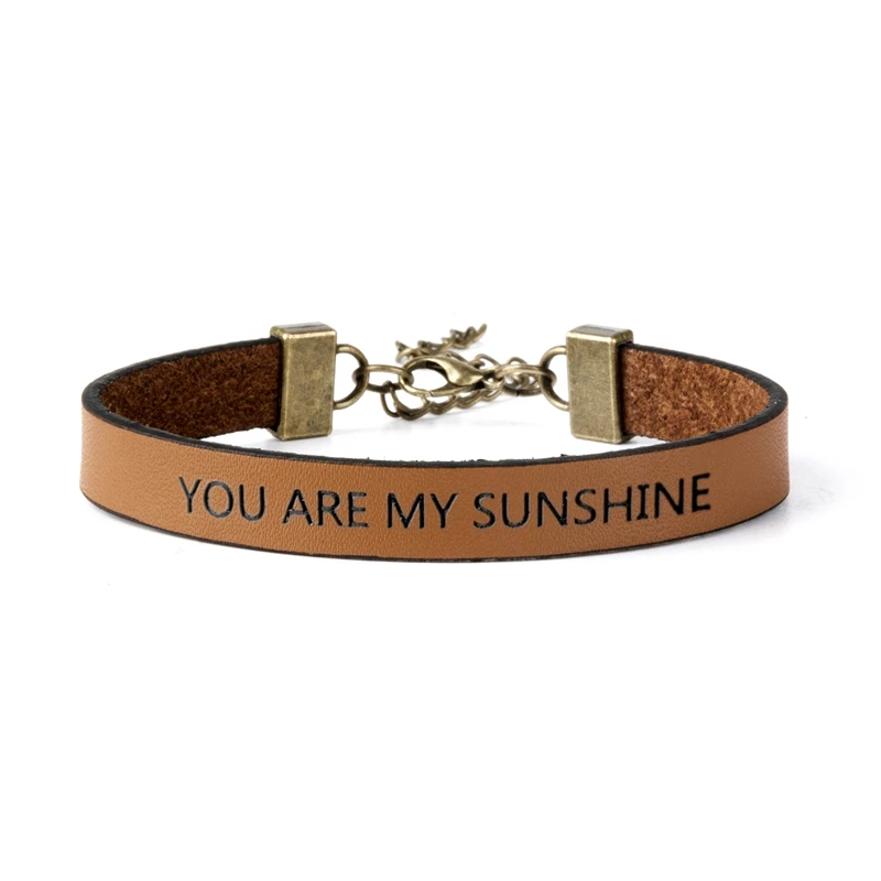 YOU ARE MY SUNSHINE индивидуальный браслет из натуральной кожи для мужчин и женщин