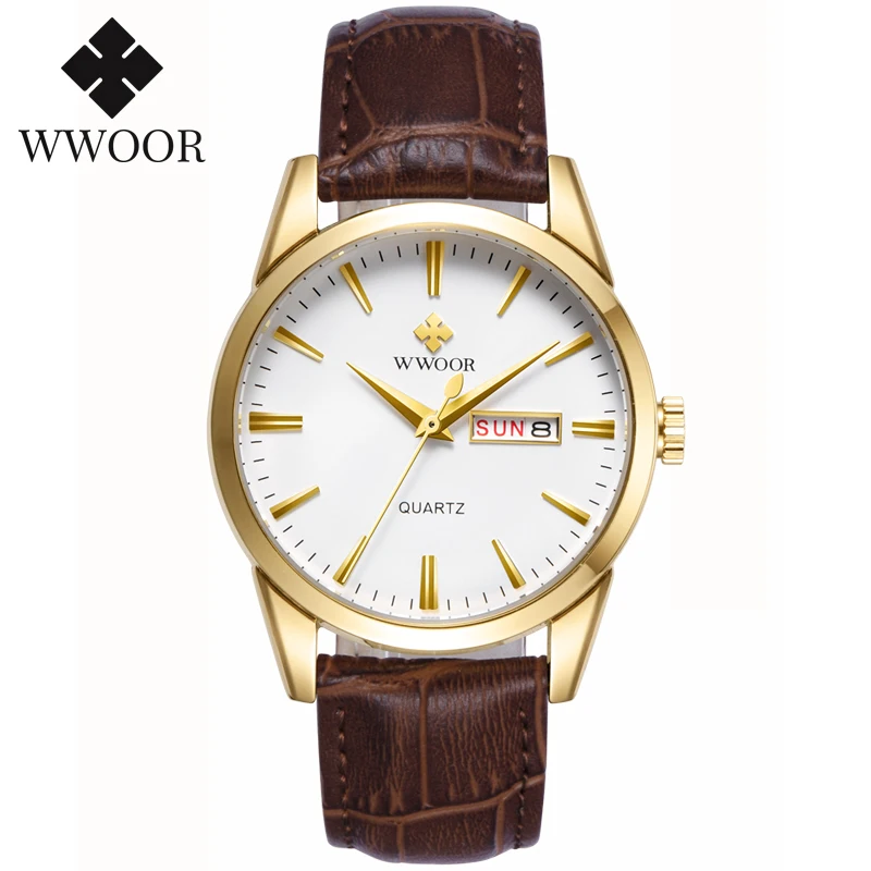 

WWOOR Watch Men Top Brand Mens Classic Luxury watches Leather Casual Business Quartz Wrist Watch Men Waterproof Date Clock Gifts