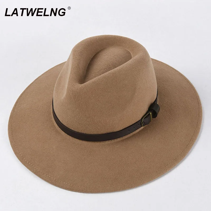 Новая фетровая шляпа из шерсти с пряжкой Женская британская ретро джазовая