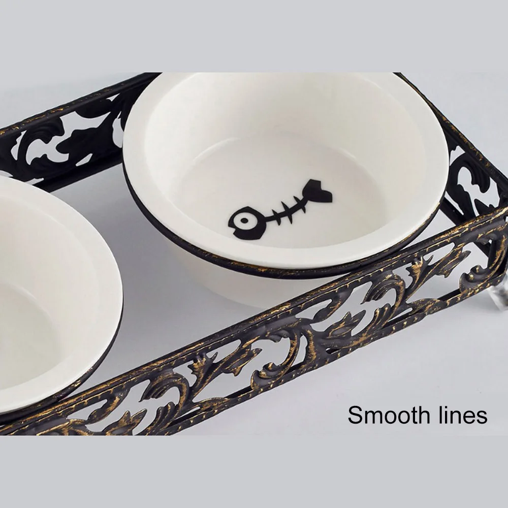 Кошачья миска Керамика Нержавеющая сталь двойная собачья для кошачьего корма