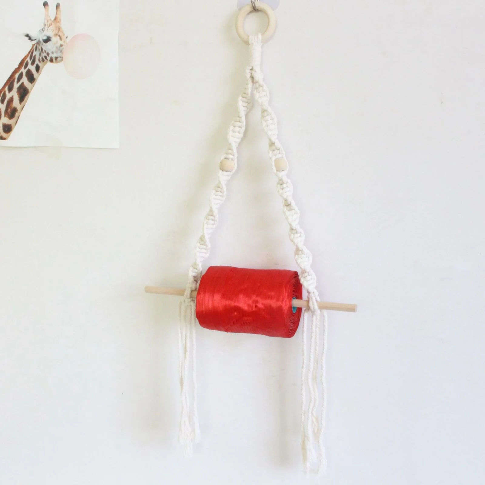 

1set Toilet Paper Holder Wooden Cotton Braided Rope Hanging Towel Rack Ring Nordic Bathroom Kitchen Home Bar Bohemian Decor