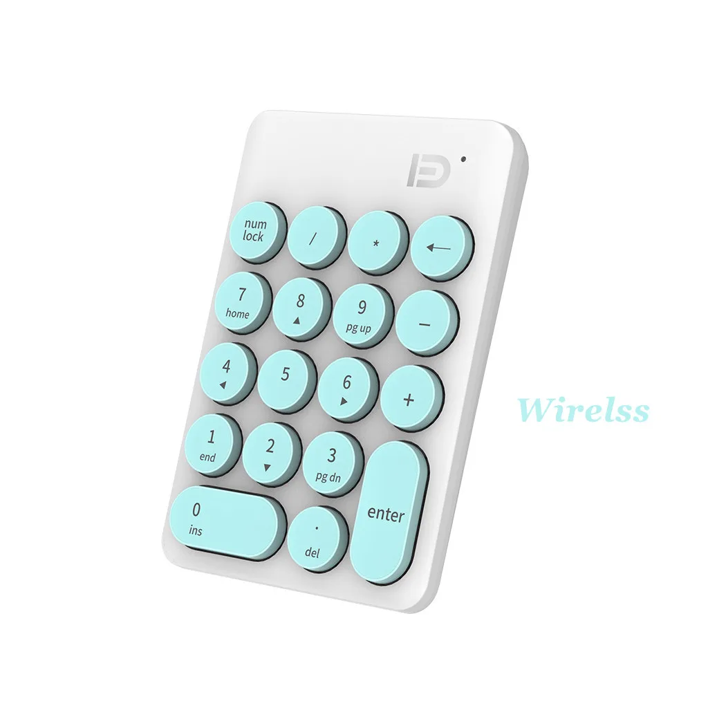 Wireless Green Беспроводная числовая клавиатура, клавиатура для учёта, безликая цифровая клавиатура с usb-номером, 18 клавиш, мини-цифровая клавиатура для портативных ПК - Цвет: Wireless Green