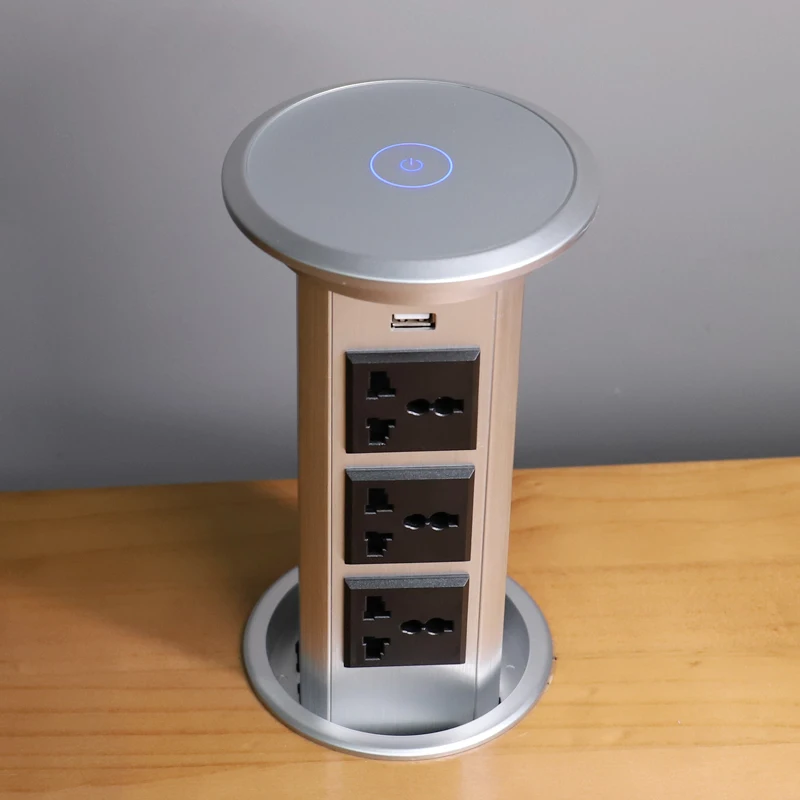 

Stainless Steel Kitchen Island Retractable Power Strip Motorized Pop Up Socket