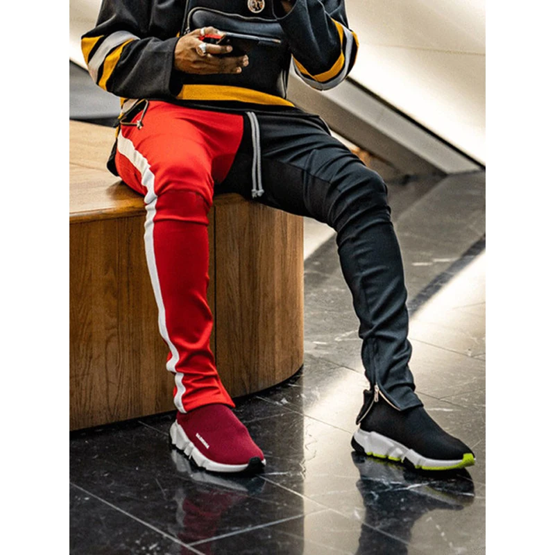 

Мужские брюки в стиле пэчворк, спортивные брюки для фитнеса, повседневные штаны в стиле хип-хоп, 2 цвета, Лидер продаж 2021