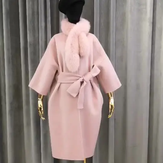 Женское элегантное шерстяное пальто 90% шерсти модная цветная куртка с поясом