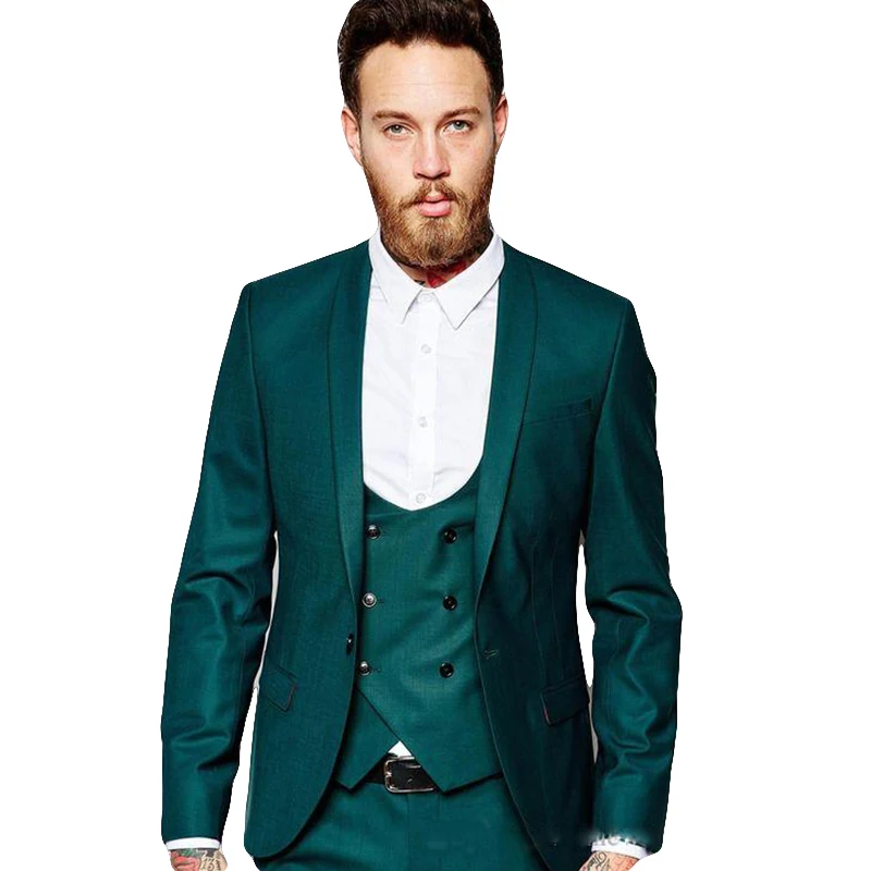 

New Arrival Tailor Made Groom Tuxedos Groomsmen Shawl Lape Slim Fit Best Man Mens Suits Bridegroom (Jacket+Pants+Vest+Tie)