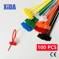 50pcs100pcs easy mark 4150mm white black nylon cable ties tag labels plastic loop ties markers cable tag self locking zip ties